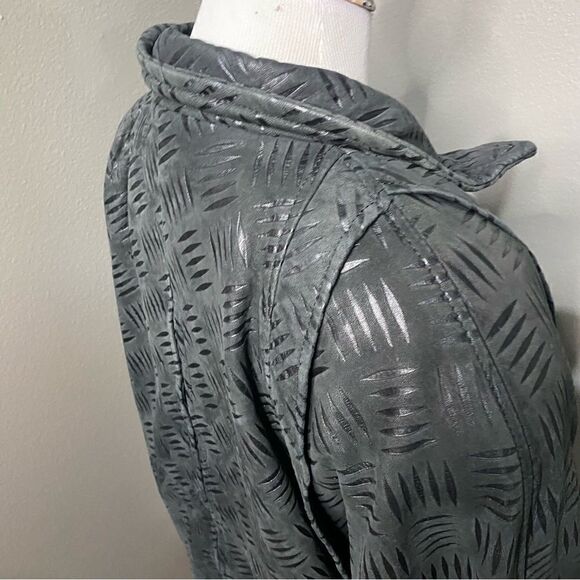 Vintage Andrew Marc Black genuine Leather Jacket Patterned Nubuck - Picture 8 of 15